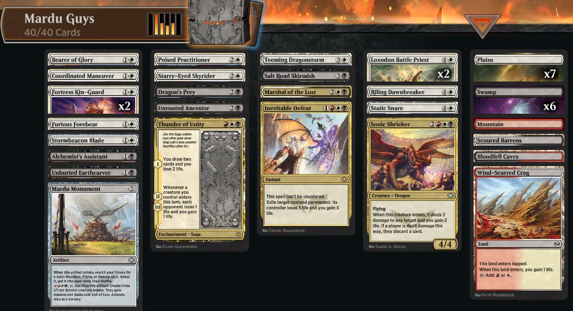 xcblazeMtG's tweet image. Well, that was a relatively straightforward 7-wins in #MtGTarkir. Lost only to unlikely sequences of rares.

When everyone is trying to durdle about, streamlined aggression with removal, buffs and value definitely gets the job done.

Will work on a draft guide.

#MtGA #MtGLimited