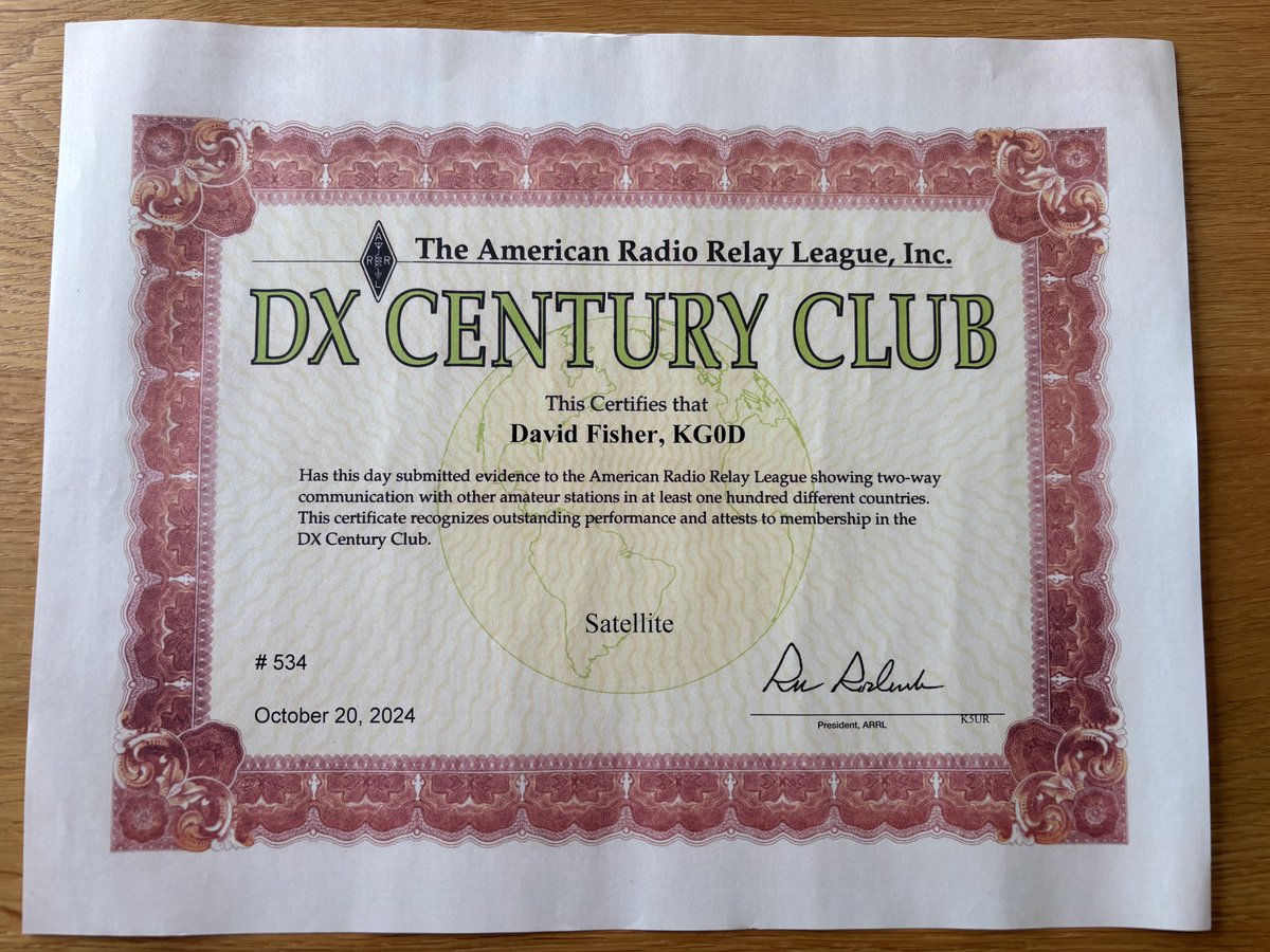 Satellite DXCC - They said it couldn't be done from NorthWest USA, CN88ka.  So I just had to do it!  Thank you GreenCube, and of course RS-44, AO-07, SO-50, AO-91 and JO-97 !  Thank you to the 100 satellite operators that helped make it happen!  dave