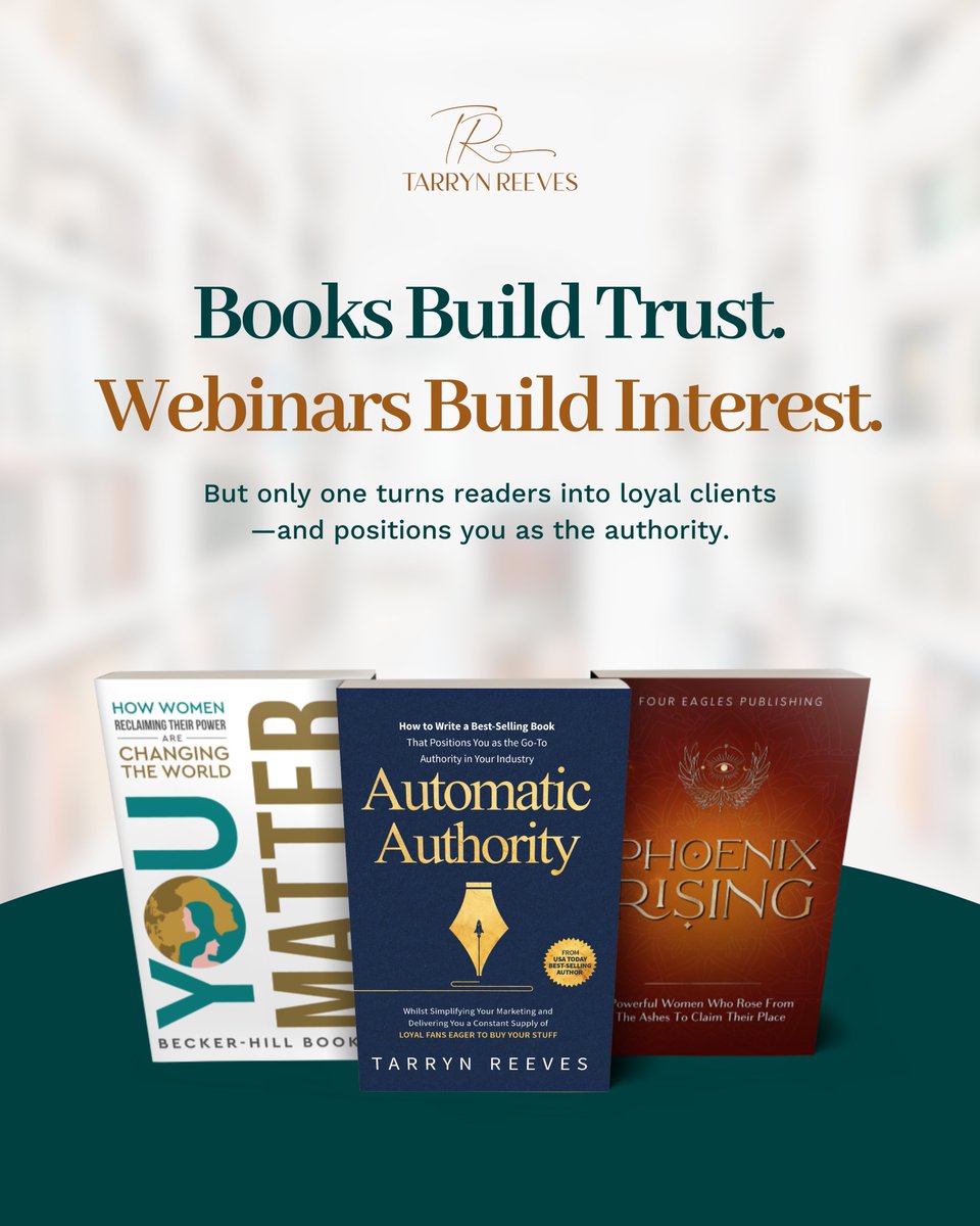 ReevesTarryn's tweet image. Webinars feel like a pitch.
Books feel like a gift.

One gets ghosted.
The other gets trusted.

#BookFunnels #TrustMarketing #EntrepreneurLife