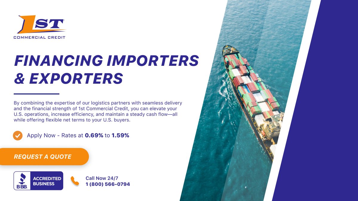 1stComCredit's tweet photo. U.S. EXPORTS

Unlock The Full Potential Of Your U.S. Exports With 1st Commercial Credit

Learn More:
https://t.co/DBR8H7MMVZ

#invoice #factoring #financing #receivables #export #import #finance #cashflow #1stcc https://t.co/FVOWevYU4J