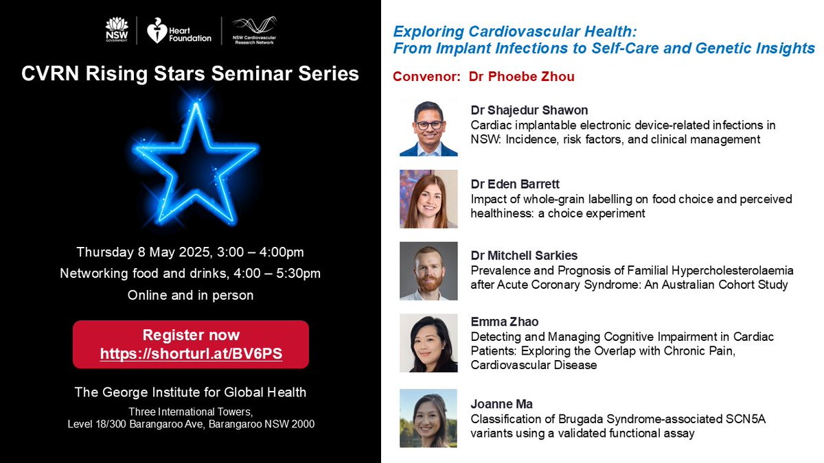 NSW CVRN (@nswcvrn) on Twitter photo <a href="/NSWCVRN/">NSW CVRN</a> Rising Stars May Seminar Registration is open! Register now to hear from a fantastic line-up of speakers. Attend in-person <a href="/georgeinstitute/">The George Institute for Global Health</a>, 3 - 4pm followed by networking and refreshments. See you there👉shorturl.at/BV6PS
<a href="/OzCvA/">ACvA</a>
<a href="/SOLVECHD/">❤️SOLVECHD❤️</a> <a href="/NSWCVRN/">NSW CVRN</a> Rising Stars May Seminar Registration is open! Register now to hear from a fantastic line-up of speakers. Attend in-person <a href="/georgeinstitute/">The George Institute for Global Health</a>, 3 - 4pm followed by networking and refreshments. See you there👉shorturl.at/BV6PS
<a href="/OzCvA/">ACvA</a>
<a href="/SOLVECHD/">❤️SOLVECHD❤️</a>