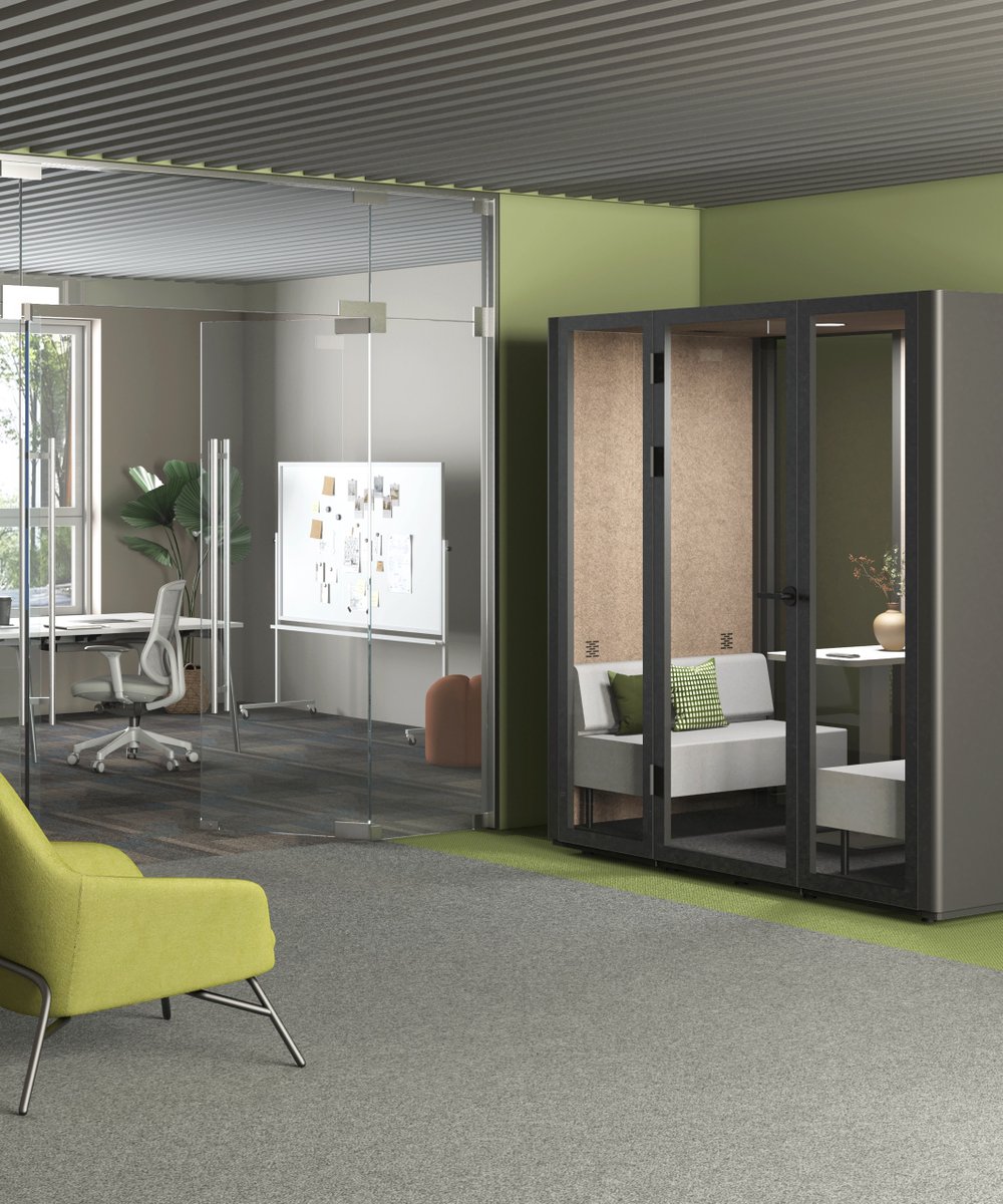 ReddiSpace: our acoustic booth that's customizable inside and out and provides a comfortable nook for focus and privacy. Available in five sizes for every team's needs. Ready for go time, ready for getting in the zone — ready for anything. | #friant #officefurniture #officedesign