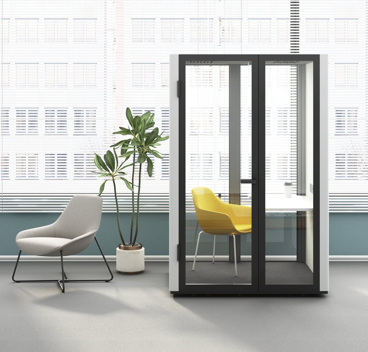 FriantUSA's tweet photo. ReddiSpace: our acoustic booth that's customizable inside and out and provides a comfortable nook for focus and privacy. Available in five sizes for every team's needs. Ready for go time, ready for getting in the zone — ready for anything. | #friant #officefurniture #officedesign https://t.co/jMYnYAJThT