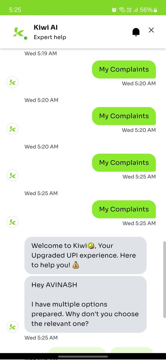 avinash_barfa's tweet photo. @gokiwinow Not able to see my complaints in the customer chat support. Even i can't easily go with my custom query easily, just need to select automated response. Not a better experience. https://t.co/Xm70tsgMjM