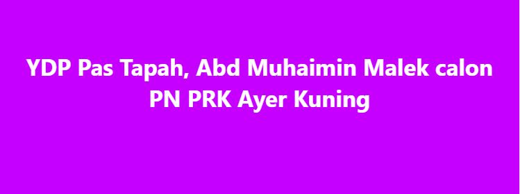 SinarOnline's tweet photo. PRK Ayer Kuning: YDP Pas Tapah dipilih calon PN
TAPAH - Yang Dipertua Pas Kawasan Tapah, Abd Muhaimin Malek dipilih sebagai calon mewakili Perikatan Nasional (PN) bagi Pilihan Raya Kecil (PRK) Dewan Undangan Negeri (DUN) Ayer Kuning.
#sinarharian #PRKAyerKuning #PN #calonPN #Pas #politik