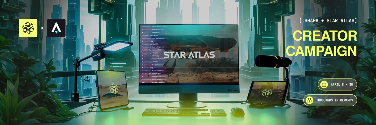 staratlas's tweet photo. We’ve teamed up with @playonshaga to give away up to $100,000 in rewards to content creators! From now until April 14, here’s how you can qualify:

1⃣ Record a 30s-60s clip of you showing Shaga in action, where a viewer in your region jumps in and plays Star Atlas!
2⃣ Have 500+ followers on X, Twitch, YouTube or TikTok.
3⃣ Post your clip on X tagging @playonshaga and include "Streaming with Shaga" in your post.

🔗 Learn more: https://t.co/1kBWGZvMay