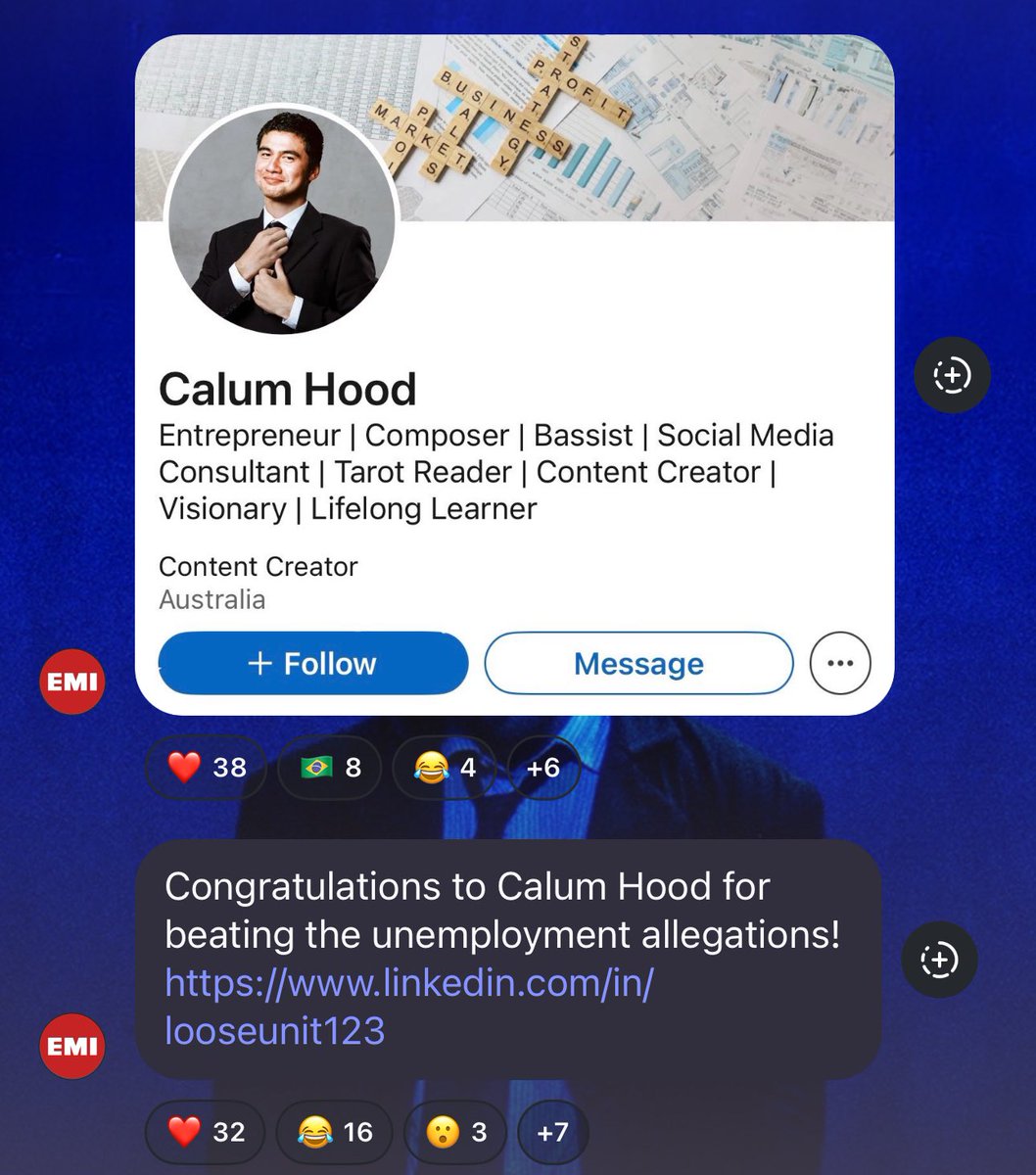 CALMDAlLY's tweet photo. Calum’s record label (EMI Aus) created a broadcast channel called ‘Calum Hood Employees’! https://t.co/P2uanpcqYz