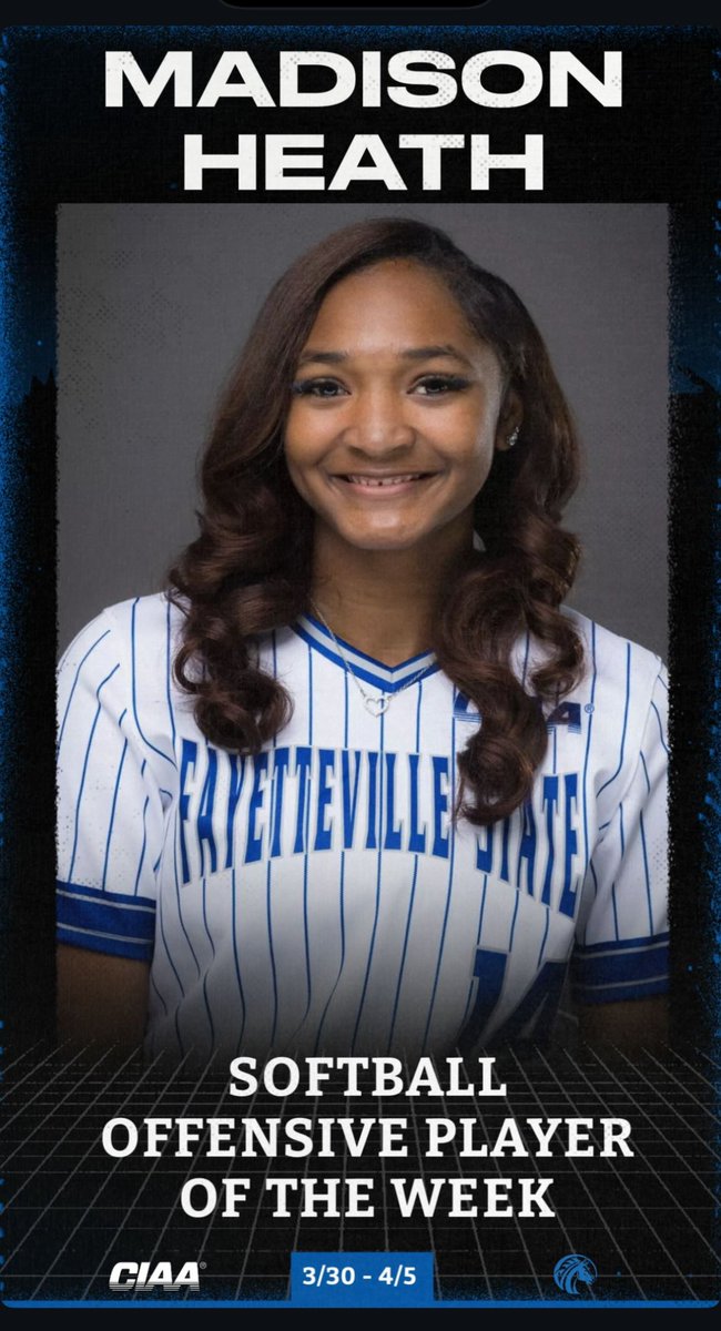 Candyce Heath, Ed.S (@missheathrocks) on Twitter photo So proud of my girl @MadisonHeath_11 for being named the CIAA Softball Offensive Player of the Week! Keep grinding Maddy! 💙🤍 <a href="/Fsubroncos_sb/">Fayetteville State Softball</a> So proud of my girl @MadisonHeath_11 for being named the CIAA Softball Offensive Player of the Week! Keep grinding Maddy! 💙🤍 <a href="/Fsubroncos_sb/">Fayetteville State Softball</a>