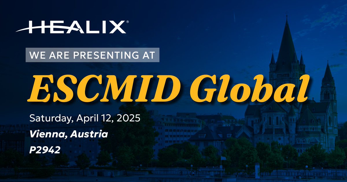 HealixHealth's tweet photo. The Healix Research Team is honored to be showcasing a collaborative study with our physician partners and @MelintaTx at #ESCMIDGlobal on 4/12 @ 12pm CEST:
Poster number: P2942
Title: Real-World Experience with Rezafungin: A Novel Long-Acting Echinocandin https://t.co/4dMjCn4e3o