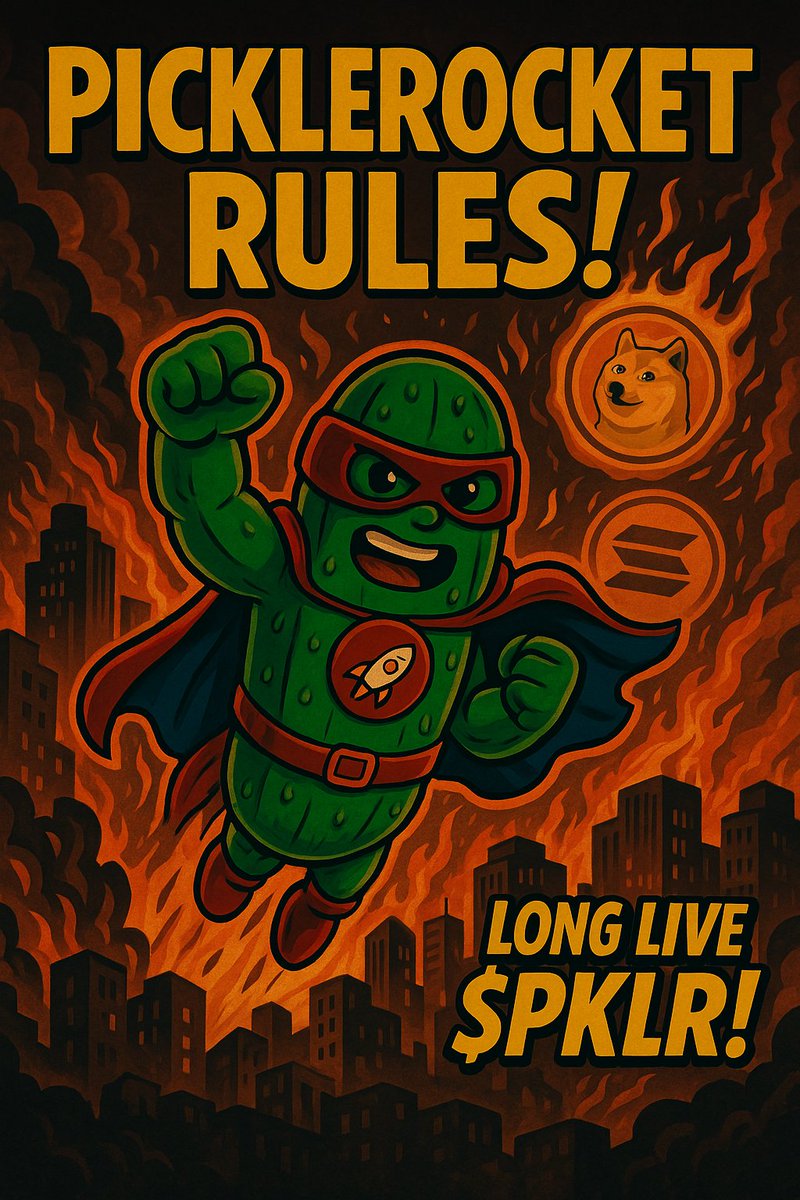 CrypticDhino's tweet photo. Pickler Pocket just dropped harder than a cape-wearing pickle in a rocket. Strap in, this one’s going interstellar. #PicklerPocket #CryptoComics #PKLR #memecoin #solana https://t.co/ezDML6vWeR