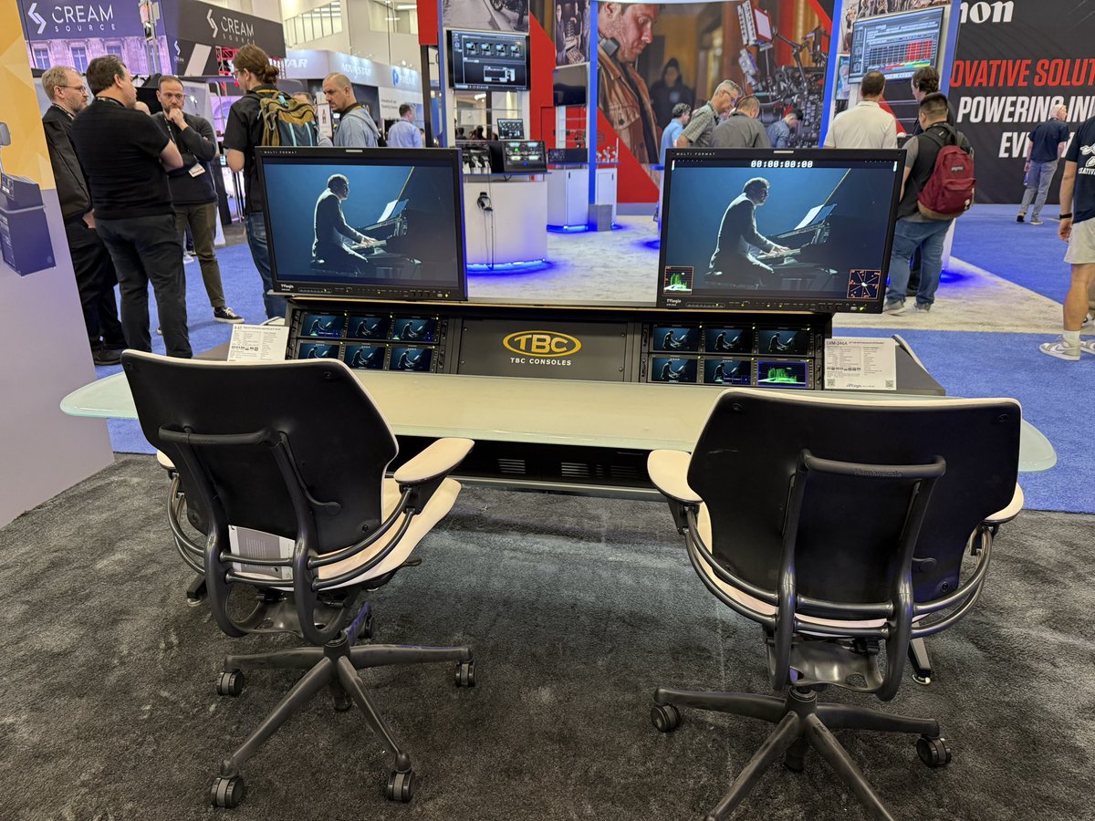 tbcconsoles's tweet photo. Special thanks to @AvidTechnology and @TVLogicUSA whose professional consoles and displays look so good on our technical furniture, it’s like they were built with broadcast in mind!  😊 #nabshow2025 #avfurniture #creatingspacefornewtechnology https://t.co/IzDQqB0mFy