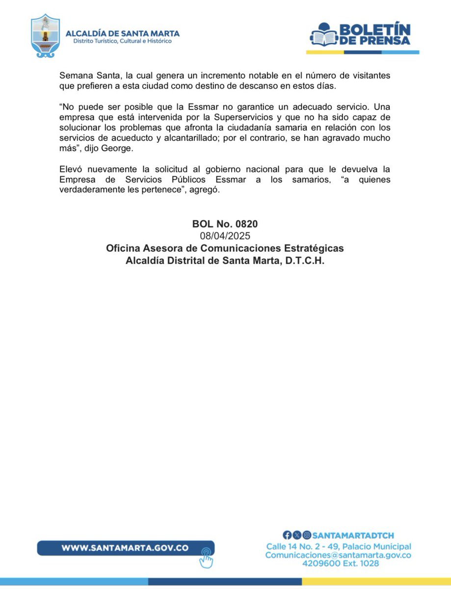A través del DADSA, iniciamos proceso sancionatorio ambiental contra
@Essmar_ESP por nueva emergencia en la EBAR Norte y reiteramos el llamado a <a href="/Superservicios/">Superservicios</a> para tomar acciones estructurales y definitivas. 

Lee más ⬇️