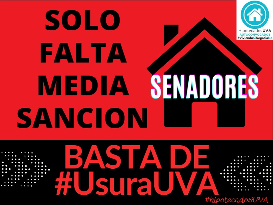 <a href="/estafadauva/">estafadauva</a> <a href="/ezeatauche/">Ezequiel Atauche</a> <a href="/noragimenezok/">Nora del Valle Giménez</a> <a href="/blancopabloda/">Pablo Daniel Blanco</a> <a href="/FamaFlavio/">Flavio Fama</a> <a href="/hipotecadosuva/">@HipotecadosUVANacional</a> <a href="/VickyVillarruel/">Victoria Villarruel</a> <a href="/Albor_Adrian/">Adrián Albor</a> <a href="/AbdalaBartolome/">BartoloméAbdala</a> <a href="/carmenAlvarezR/">Carmen Álvarez Rivero</a> <a href="/cyngarciaradio/">Cynthia García</a> <a href="/diegobranca/">Diego Brancatelli</a> <a href="/ditulliojuli/">Juliana di Tullio</a> <a href="/StefaniaCoraOK/">Stefanía Cora</a> <a href="/MaxiAbad/">Maxi Abad</a> <a href="/ljuez/">Luis Juez</a> <a href="/SenadoArgentina/">Senado Argentina</a> Hace más de un año que la cámara de senadores nos boludea. Pura excusas, pavadas y el echarse la culpa unos con otros, mientras los #HipotecadosUVA seguimos presos de la #UsuraUVA. Son una vergüenza, se cagan en la desesperación de + de 100 mil familias. Falta sólo 1/2 sanción.