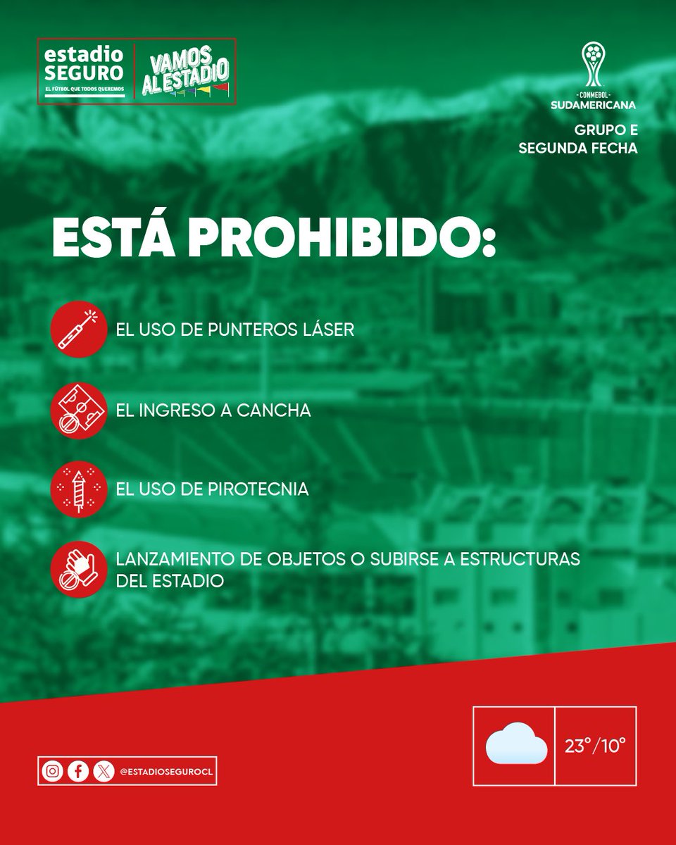 EstadioSeguroCL's tweet photo. 🇵🇸 ¡@CDPalestinoSADP es local este miércoles por la Copa @Sudamericana!

Los árabes reciben a Unión de Santa Fe por la segunda fecha de la fase de grupos y esta es la información de accesos para una nueva jornada de fútbol internacional en el Estadio Nacional. 

No olvides tu cédula de identidad 🪪😇