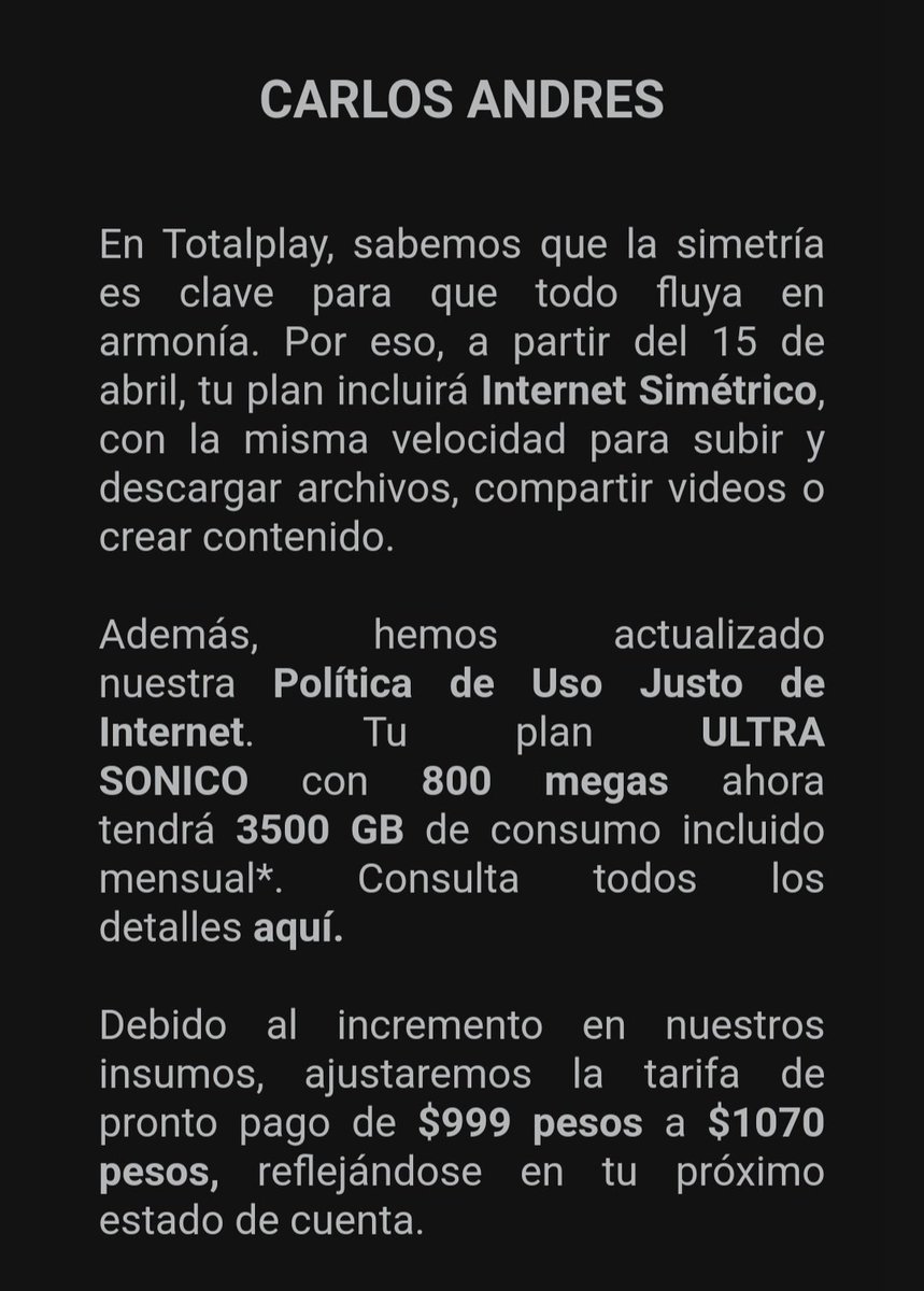 <a href="/totalplaymx/">Totalplay</a> Que huevos <a href="/totalplaymx/">Totalplay</a> yo no les pedi eso y encima de todo me van a limitar y a subir el costo 😒 creo que la mejor opción será cancelar