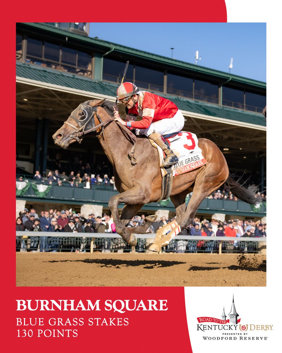 Kentucky Derby (@kentuckyderby) on Twitter photo Congrats to the connections of Burnham Square for his win in the 100 point Blue Grass Stakes on the Road to the #KyDerby! ๐น
Jockey: <a href="/b_hernandezjr/">Brian Hernandez</a>
Trainer: <a href="/IanWilkesRacing/">Ian Wilkes</a>
Owner: Whitham Thoroughbreds Congrats to the connections of Burnham Square for his win in the 100 point Blue Grass Stakes on the Road to the #KyDerby! ๐น
Jockey: <a href="/b_hernandezjr/">Brian Hernandez</a>
Trainer: <a href="/IanWilkesRacing/">Ian Wilkes</a>
Owner: Whitham Thoroughbreds