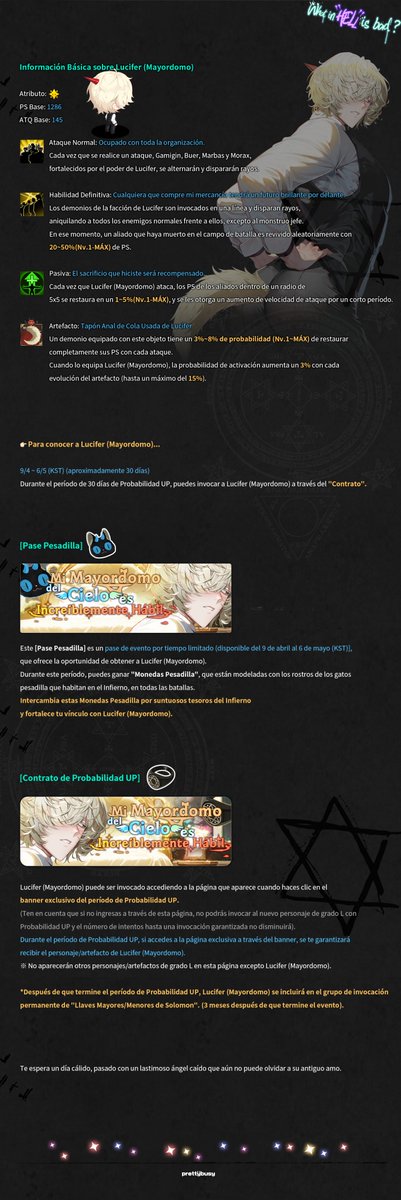 Prettybusy_KR's tweet photo. 😈Lucifer (Butler) Event
<My Butler From Heaven is Incredibly Skilled>🫖

😈Evento de Lucifer (Mayordomo)
<Mi Mayordomo del Cielo es Increíblemente Hábil>🫖

#Whatinhellisbad? #WHB https://t.co/9Ls6EMLjlT