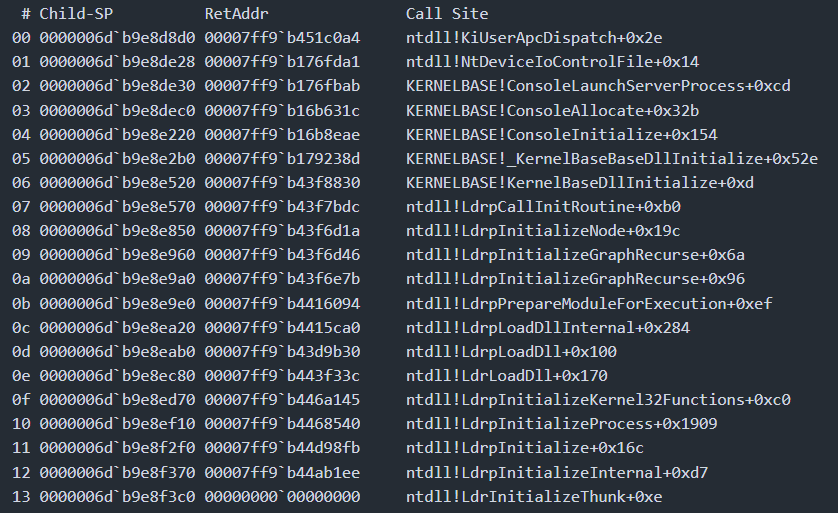 Process initialization question: Why would console creation (specifically, NtDeviceIoControlFile in ConsoleLaunchServerProcess) dispatch pending APCs? I expected my APC to be dispatched in NtTestAlert, not earlier.