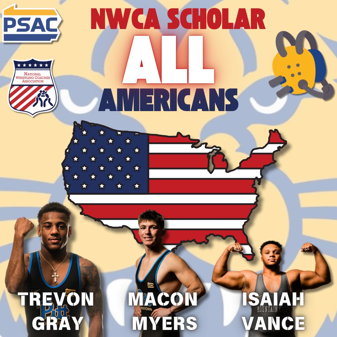 MtnCatAthletics's tweet photo. Congratulations to Wrestling's Trevon Gray, Macon Myers, and Isaiah Vance on being NWCA Scholar All-Americans!! https://t.co/V39dPv33Zg