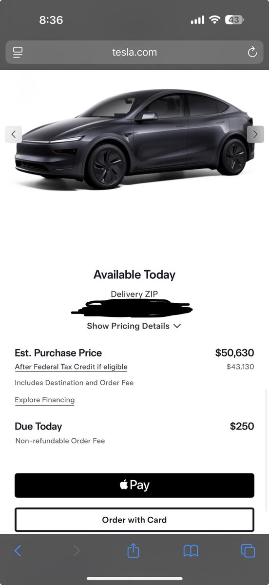 Demand is sooooo high for the new <a href="/tesla/">Tesla</a> model y. It is available today for same day pickup 🤣😂 

Tried few colors and couple of zip codes and all can be picked up same day.
