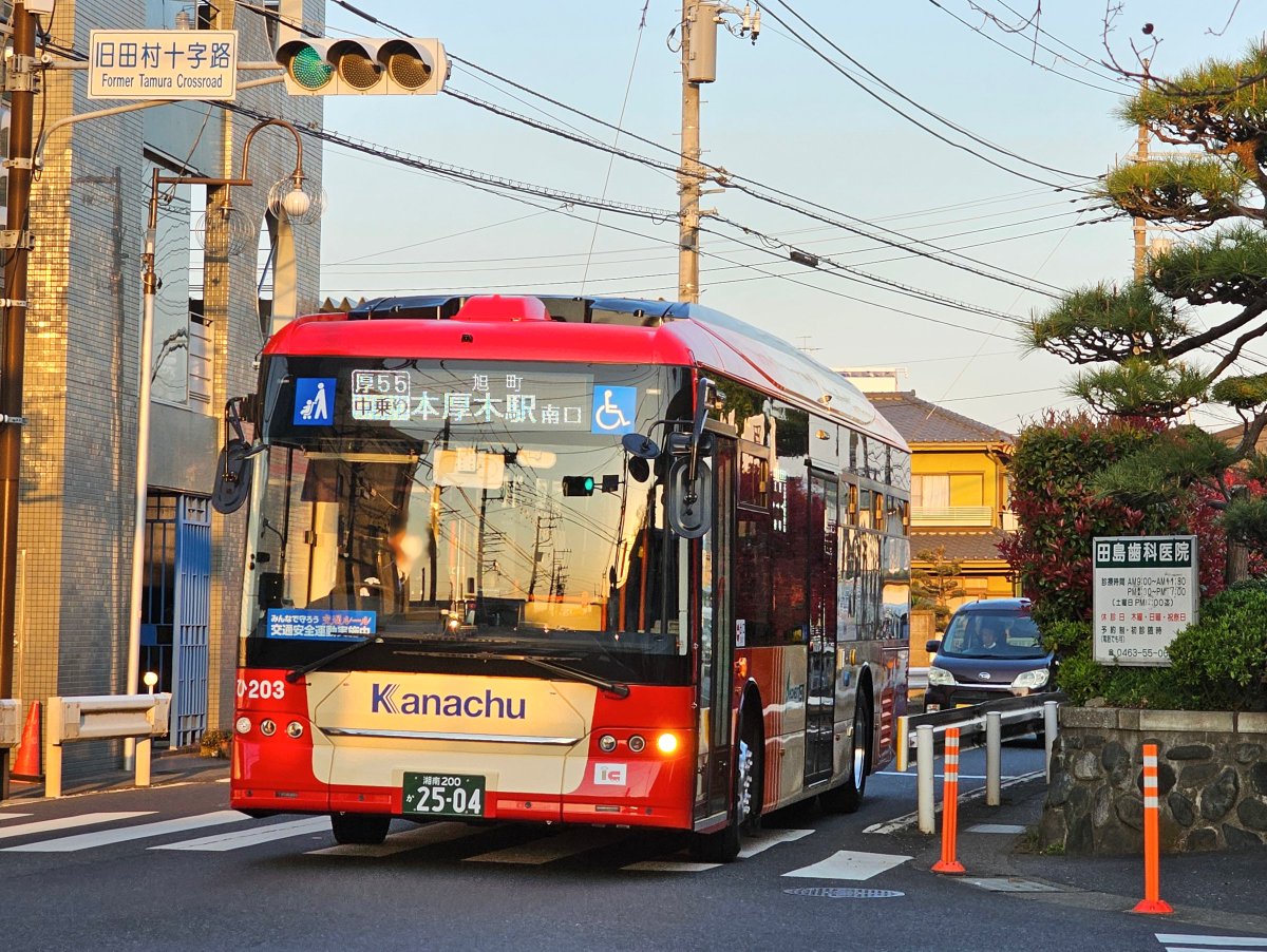 神田 本日、神奈中平塚営業所のEVバス（BYD K8 2.0）ひ203号車の運用が開始