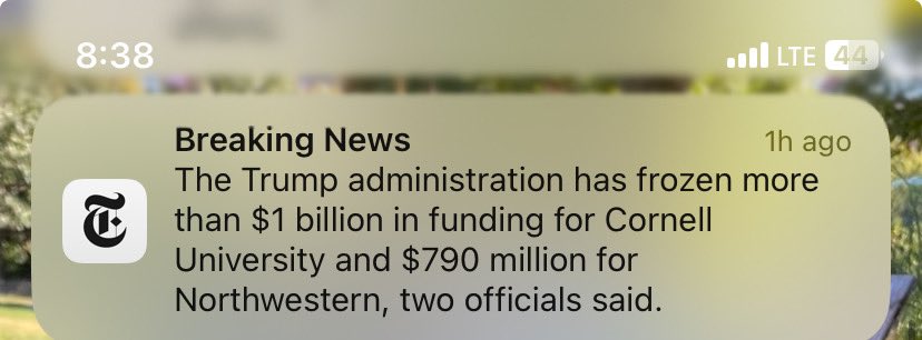 MattZeitlin's tweet photo. Wow we’re being treated just like Princeton and Columbia?! https://t.co/lGVEm9cTf7
