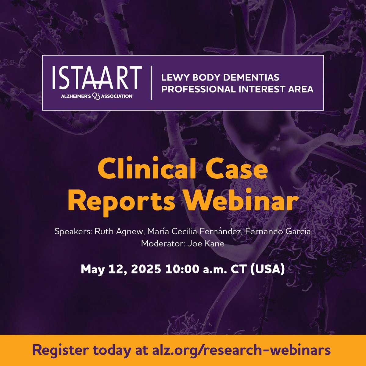 Los invito a  Clinical Case Reports Webinars del Grupo de Lewy Body Dementia de ISTAART, Alzheimer’s Associarion.
Por primera vez  en INGLÉS y ESPAÑOL!

Link webinar Inglés
 alz-org.zoom.us/webinar/regist…

Link webinar Español:

alz-org.zoom.us/webinar/regist…

#LBDPIA
#LewyBody
#ISTAART