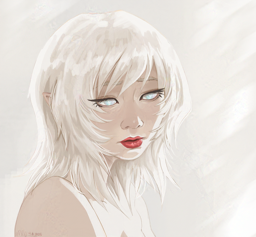 eyes like opals, skin like snow; a beautiful porcelain, pale like death #oc #art