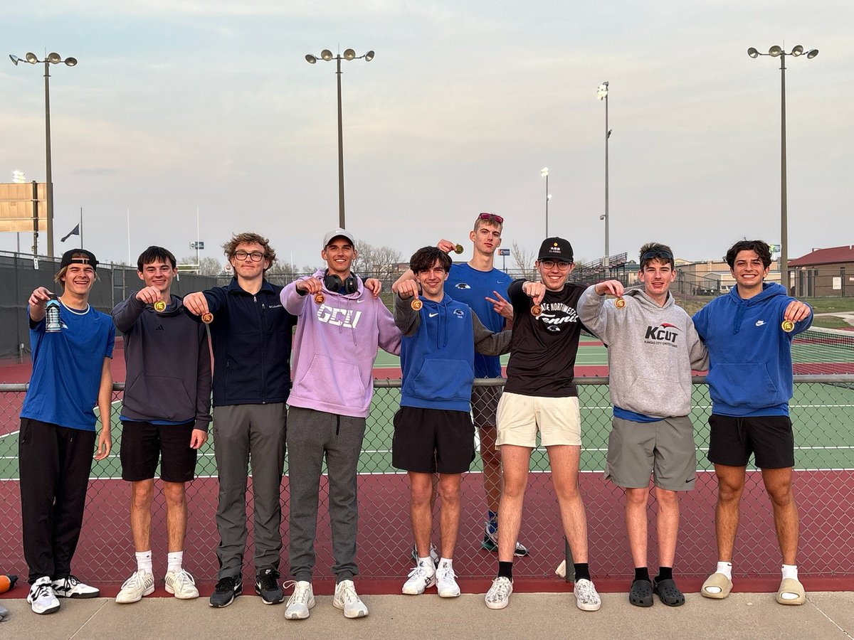 ONWRavenTennis's tweet photo. Team champs in Emporia! Zaid wins singles in a 9-7 tiebreaker, Aidan and Bryan win doubles, Mitchell and Bryan were 3rd place in doubles, Connor 5th, Nate/Matthew 5th, and Isaiah 7th. #skoRavens https://t.co/442reJrPTx