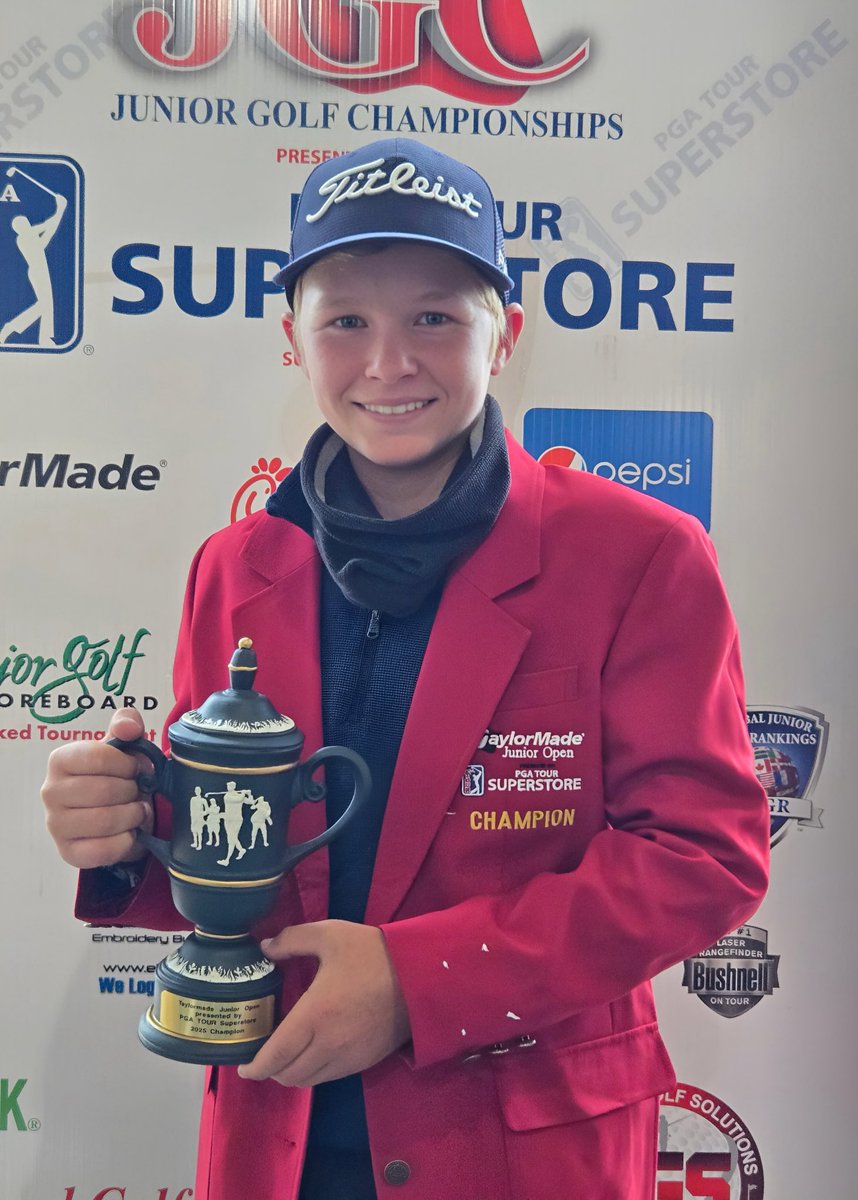 JuniorGolfChamp's tweet photo. Congratulations to Lincoln Rubis from Farmers Branch, TX, on capturing the Boys 12-13 at the @taylormadegolf Jr Open Championship earning his 1st Red Jacket! #JGC25 #TMJO25 @thecoursesatwatterscreek https://t.co/w91J8QZXD9