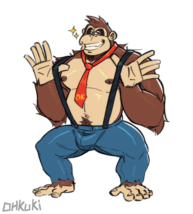 Donkey Kong is pretty fond of his new outfit 