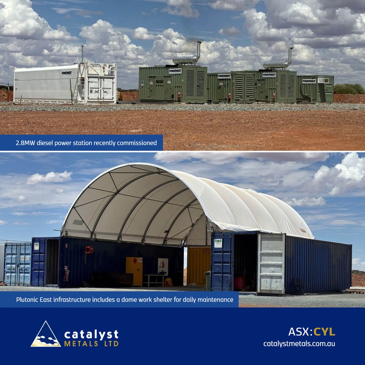 First stoping ore has been mined at $CYL.AX Plutonic East. Surface infrastructure including a power plant, crib room, office and dome shelter workshop have been established.

More: loom.ly/-9c-HP0

#ASX #CYL #gold