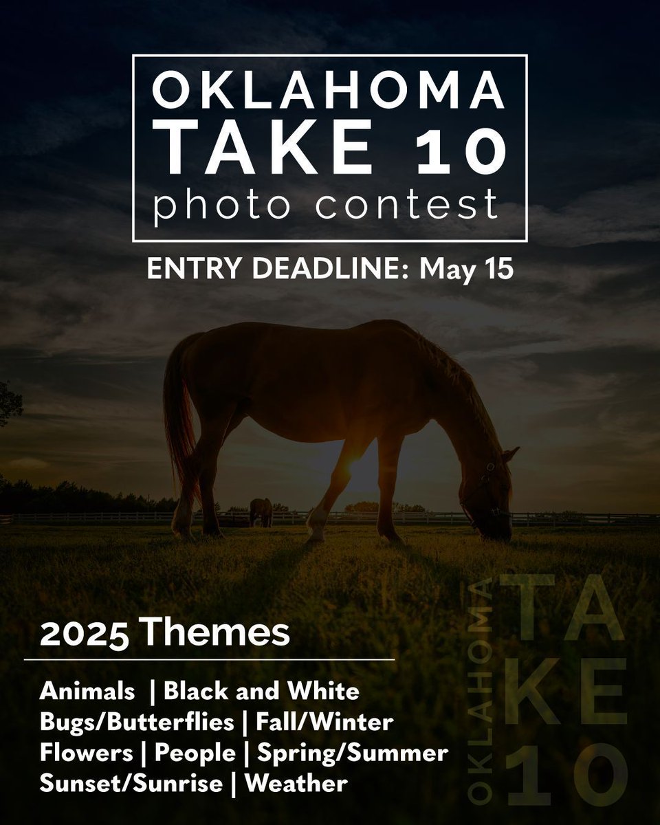 Have you submitted you entries for our 2025 OK Take 10 photo contest? Don't miss your chance at a cash prize and seeing your photo on our July cover! Entries do by May 15. Follow link to learn more and to submit your best photos. bit.ly/OKLTake10