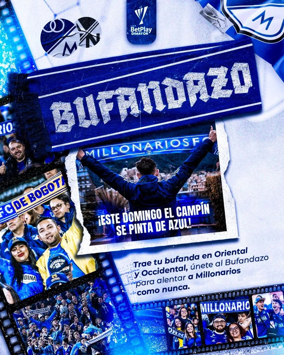 BUFANDAZO EMBAJADOR 
Este domingo en El Campín todos con sus bufandas de Millonarios.