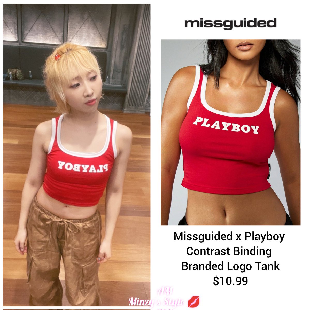 AyoMinzy's tweet photo. [MINZY'S STYLE] 250408 Minzy via Instagram Story update, wearing:
#missguided x #playboy Contrast Binding Branded Logo Tank for $10.99
#minzy #공민지 @mingkki21 https://t.co/gmkqP41u6P
