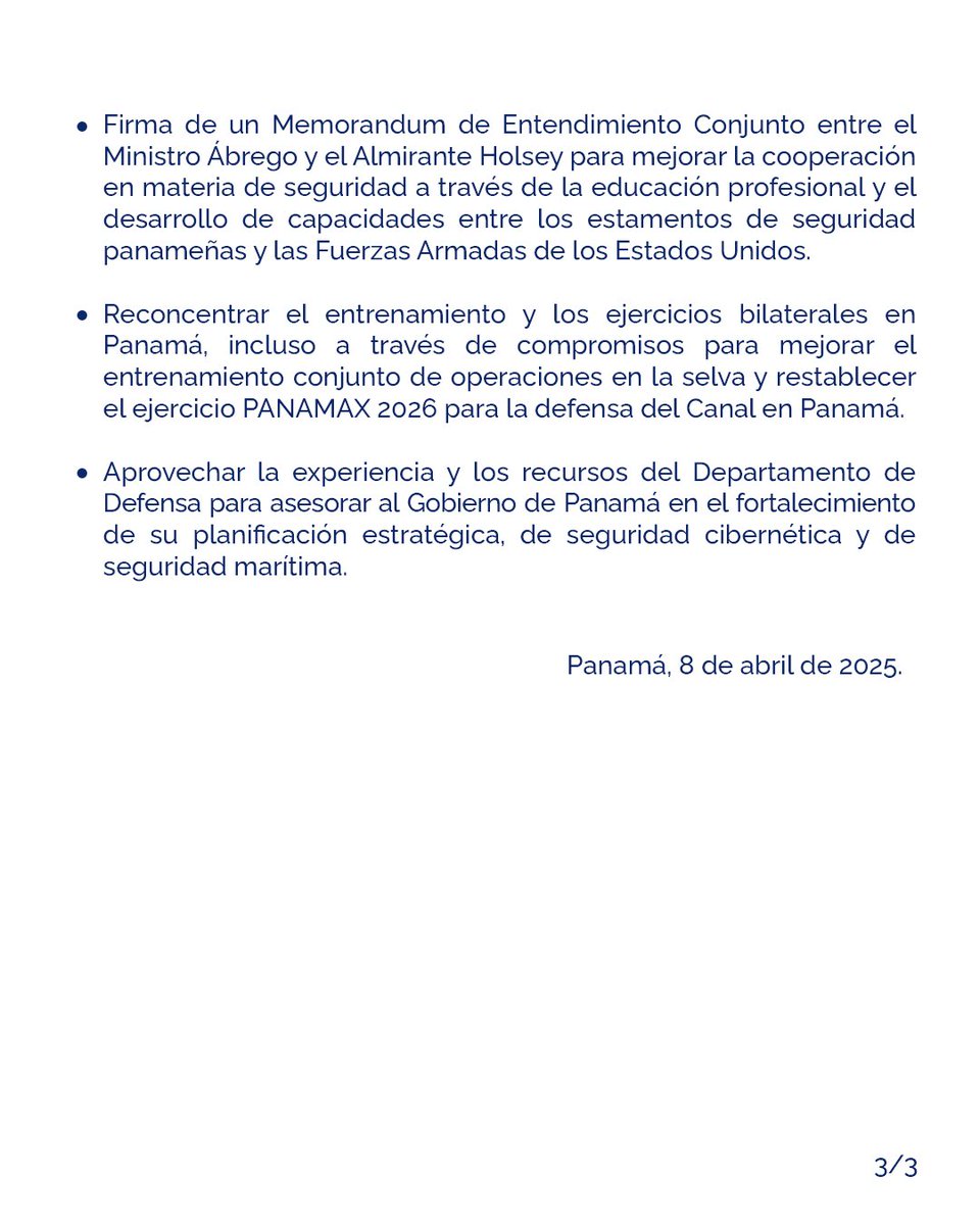 Declaración Conjunta entre el Presidente Mulino y el Secretario Hegseth después de la Reunión Bilateral en el Palacio de las Garzas.