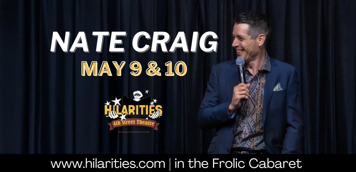 Pickwick & Frolic/ Hilarities 4th Street Theatre (@hilarities) on Twitter photo ICYMI: We have <a href="/hypeman/">natecraig.com</a> in the Frolic Cabaret for four shows May 9 & 10!
🎟: hilarities.com/events/112559 ICYMI: We have <a href="/hypeman/">natecraig.com</a> in the Frolic Cabaret for four shows May 9 & 10!
🎟: hilarities.com/events/112559