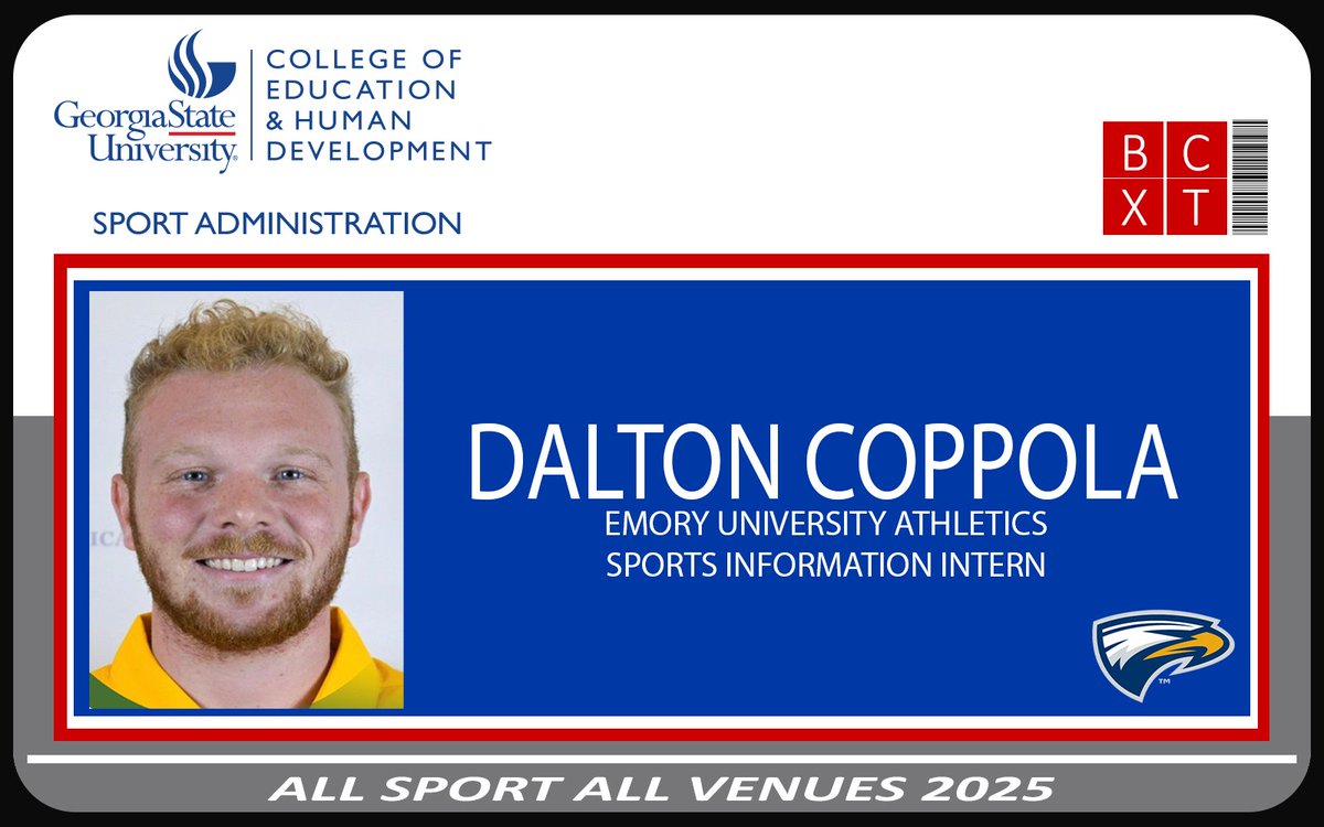 GSUSportAdmin's tweet photo. In his role as a Sports Information Intern with @EmoryAthletics, graduate student Dalton Coppola serves as a play-by-play announcer, along with keeping stats and managing social media channels #GSUSportAdmin https://t.co/VcXm7ni9pg