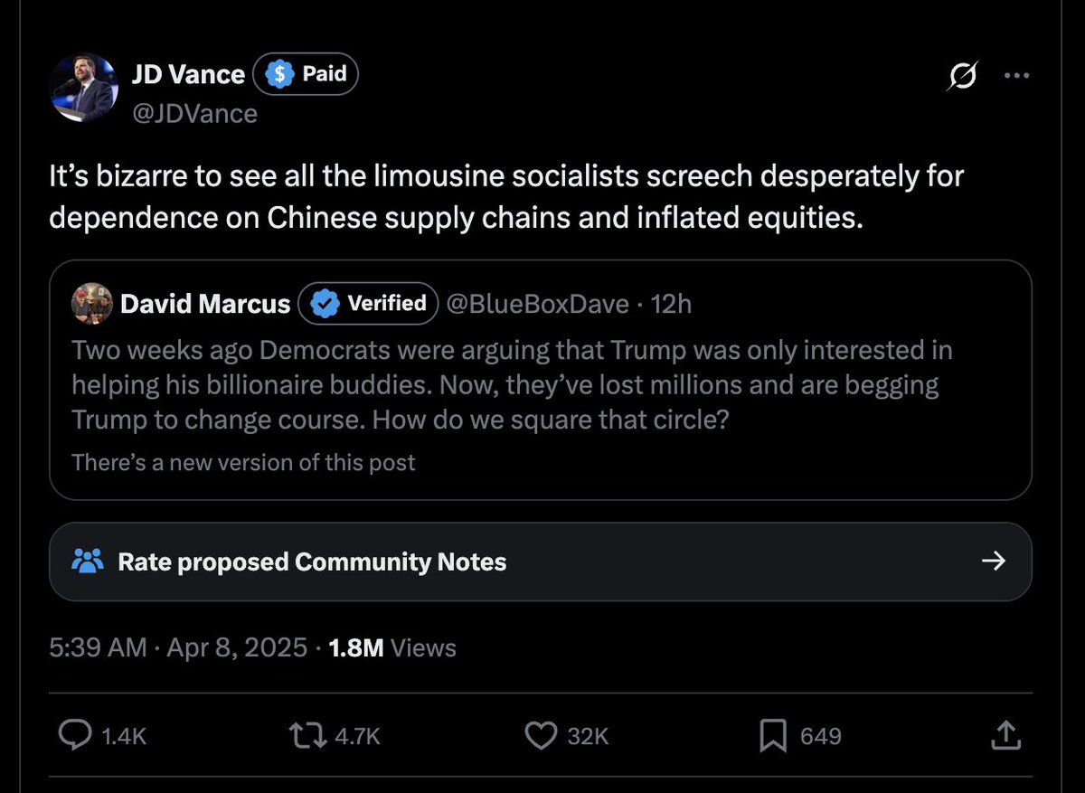 The Vice President of the United States believes the stock market is “inflated”. In a normal world, 