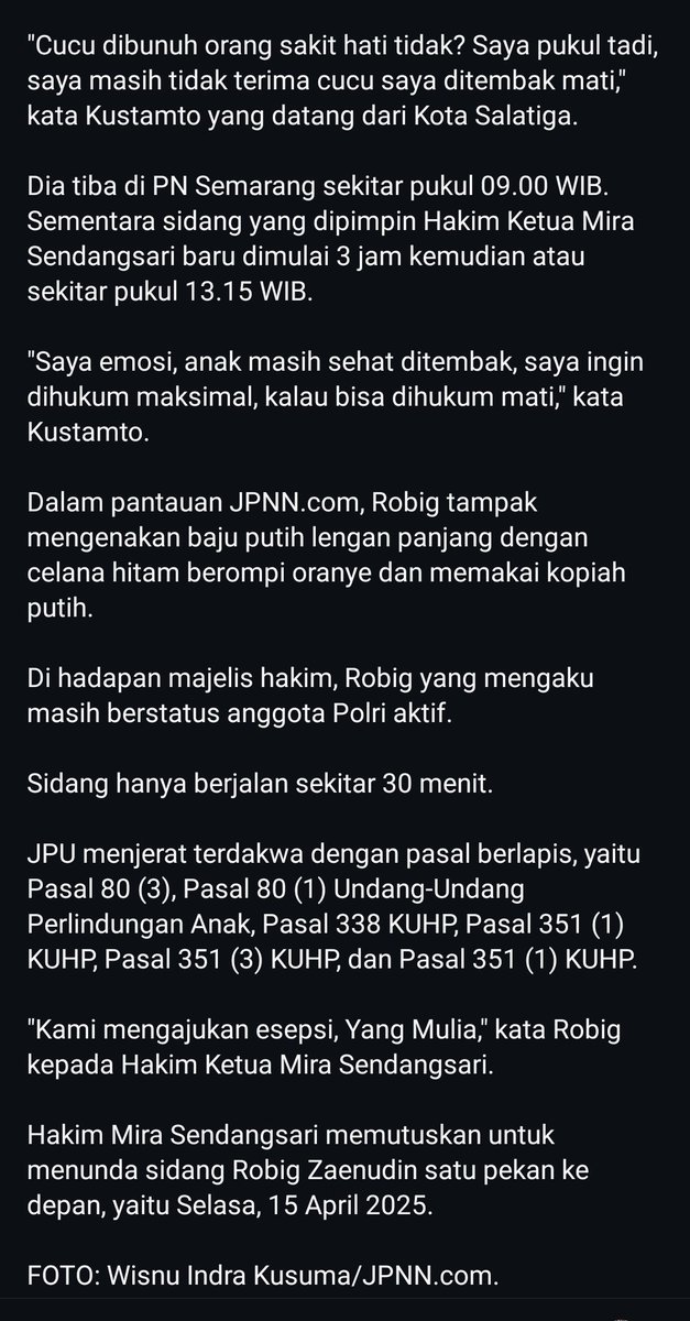 Nenek Gama pukul Aipda Robikdi sidang perdana, desak hukuman mati, bener nek tempeleng aja, pada suka gak guys sama tindakan nenek gama?🙂