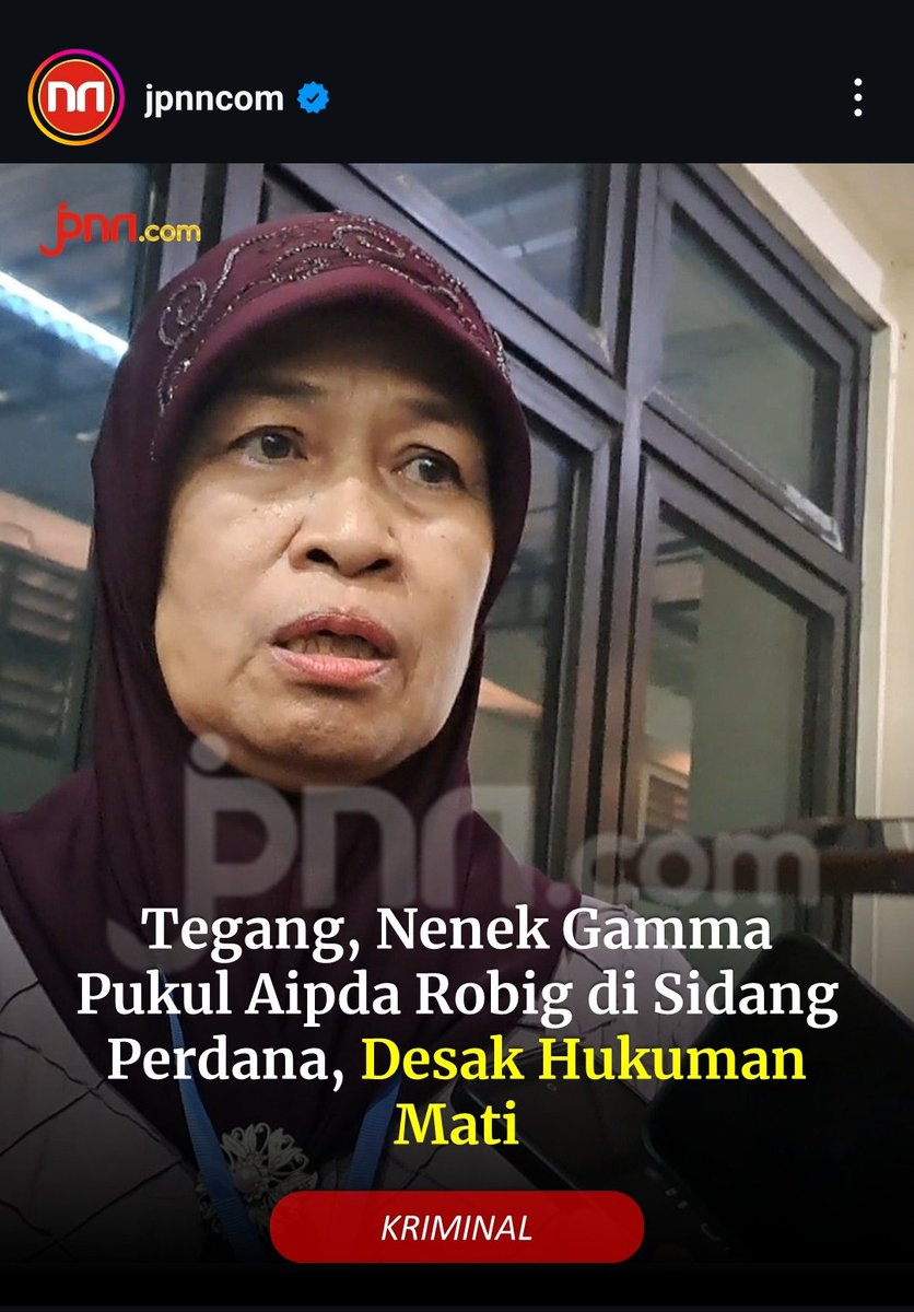 P3gEl's tweet photo. Nenek Gama pukul Aipda Robikdi sidang perdana, desak hukuman mati, bener nek tempeleng aja, pada suka gak guys sama tindakan nenek gama?🙂 https://t.co/u6bthPbkLP