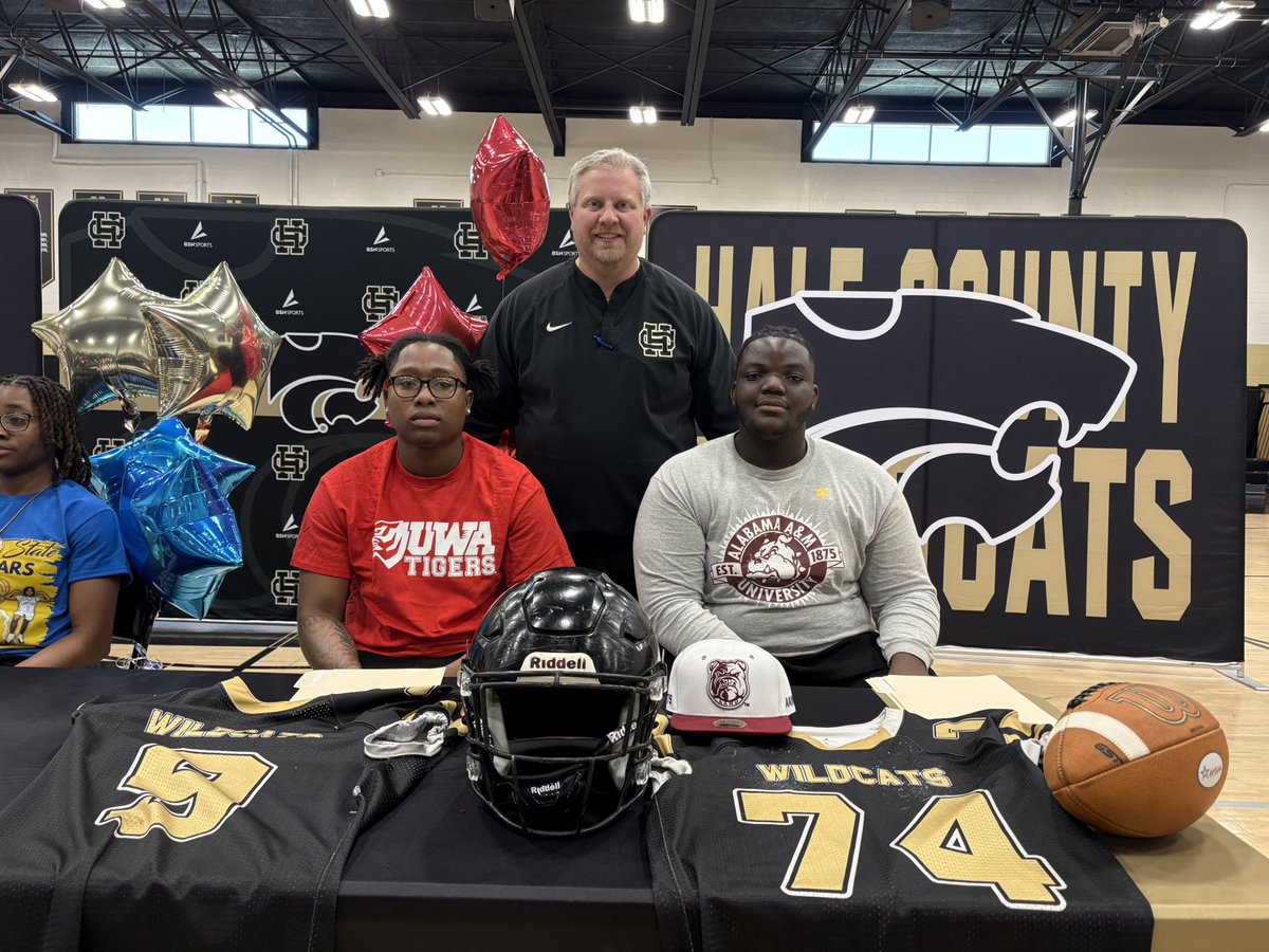 Congratulations to these 2 young men for signing to continue their Academic and Football careers!!!!  BJ Hill signed with the The University of West Alabama and KaVaughn Evans signed with Alabama A&amp;M University!!!