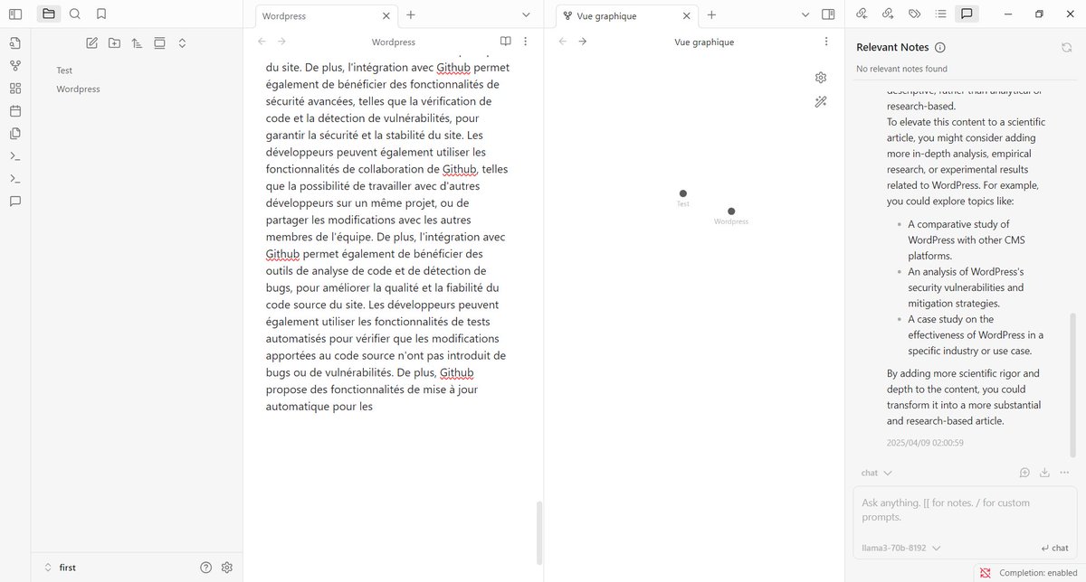 trinite_ams's tweet photo. Efficient online note-taking process with Obsidian and its AI comrades-in-arms to check if I've gone off the rails at some point in the context. Very handy for meetings and scientific research.

#ALX_AiSK 
@alx_africa https://t.co/v5cd4BuMQf