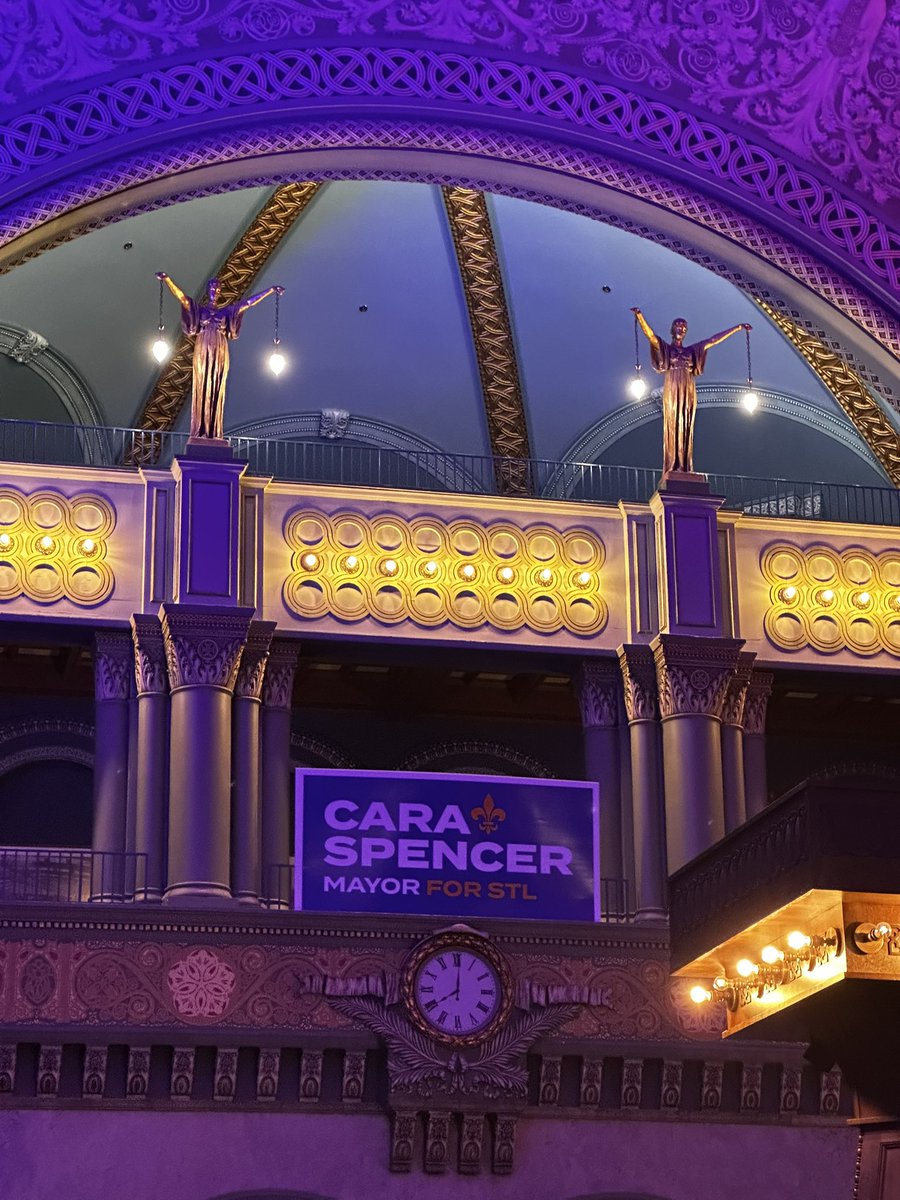 A packed crowd here at <a href="/UnionStationSTL/">St. Louis Union Station</a>  for <a href="/CaraSpencerSTL/">Cara Spencer</a>’s watch party on election night. The Alderwoman and her team appear confident as the early results start to roll in. Stick with <a href="/FOX2now/">FOX2now</a> for updates. 

If elected, Spencer would be the city’s 48th mayor.