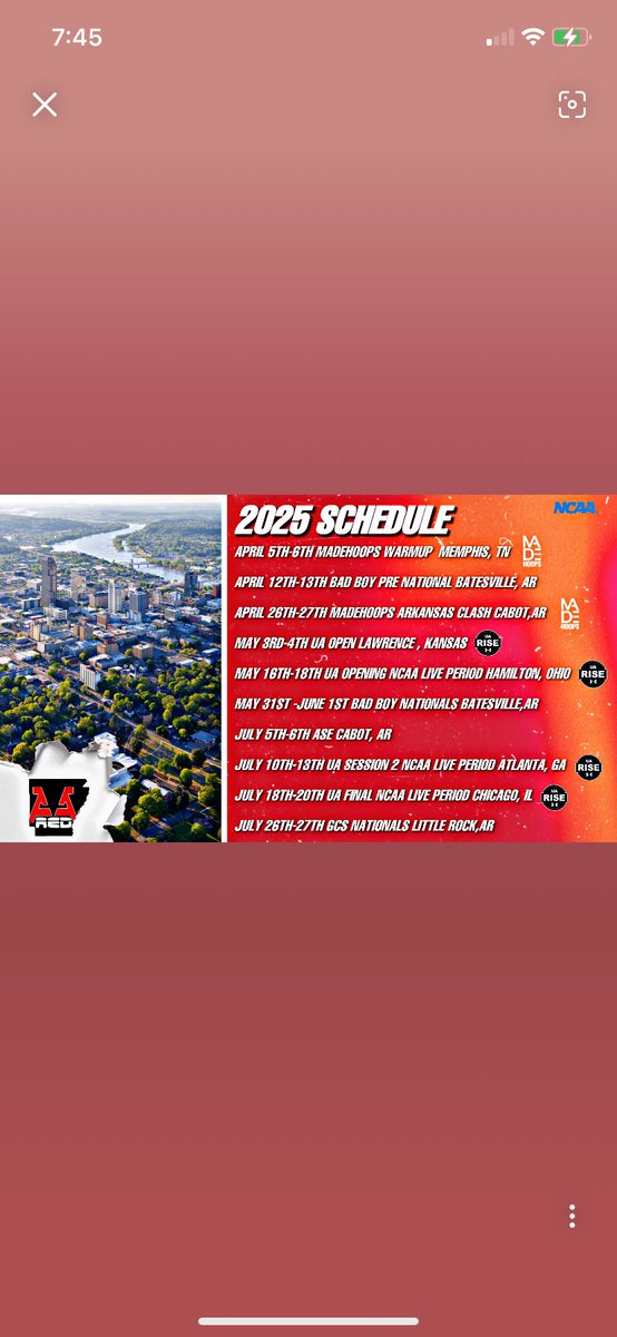 Xavier Cox (@xaviercox2027) on Twitter photo 2025 AAU summer schedule ❗️
🚨All-Red (Arkansas) 16U
<a href="/Deshone_McClure/">Deshone McClure</a> <a href="/VortexSportsARK/">Vortex Sports x Prep Hoops AR</a> <a href="/TopPreps/">College Coaches / Scouts / College Recruiters</a> <a href="/CoachAddisonB/">Addison Bode</a> <a href="/CoachDnutt/">Coach Dnutt</a> <a href="/CoachBHodgson/">Bryan Hodgson</a> <a href="/da_guard/">Coach Lofton</a> <a href="/coachdgates/">Dennis Gates</a> <a href="/ATUMBB/">Arkansas Tech Men’s Basketball</a> <a href="/CoachTreyJ/">Trey Johnson</a> <a href="/CoachFreemanJ/">Jeremy Freeman</a> <a href="/coach_dmo/">Dennan Morrow</a> 2025 AAU summer schedule ❗️
🚨All-Red (Arkansas) 16U
<a href="/Deshone_McClure/">Deshone McClure</a> <a href="/VortexSportsARK/">Vortex Sports x Prep Hoops AR</a> <a href="/TopPreps/">College Coaches / Scouts / College Recruiters</a> <a href="/CoachAddisonB/">Addison Bode</a> <a href="/CoachDnutt/">Coach Dnutt</a> <a href="/CoachBHodgson/">Bryan Hodgson</a> <a href="/da_guard/">Coach Lofton</a> <a href="/coachdgates/">Dennis Gates</a> <a href="/ATUMBB/">Arkansas Tech Men’s Basketball</a> <a href="/CoachTreyJ/">Trey Johnson</a> <a href="/CoachFreemanJ/">Jeremy Freeman</a> <a href="/coach_dmo/">Dennan Morrow</a>