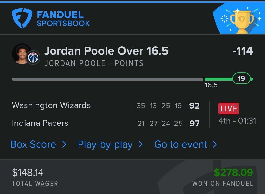 bigcocklockzz's tweet photo. Day 5 of our Ladder Challenge is complete! 🪜🎯

Jordan Poole o16.5 Points -114 ✅ 

See you tomorrow for Day 6 😈

#GamblingX @The_GlizzyCord https://t.co/OdFiThQY5E