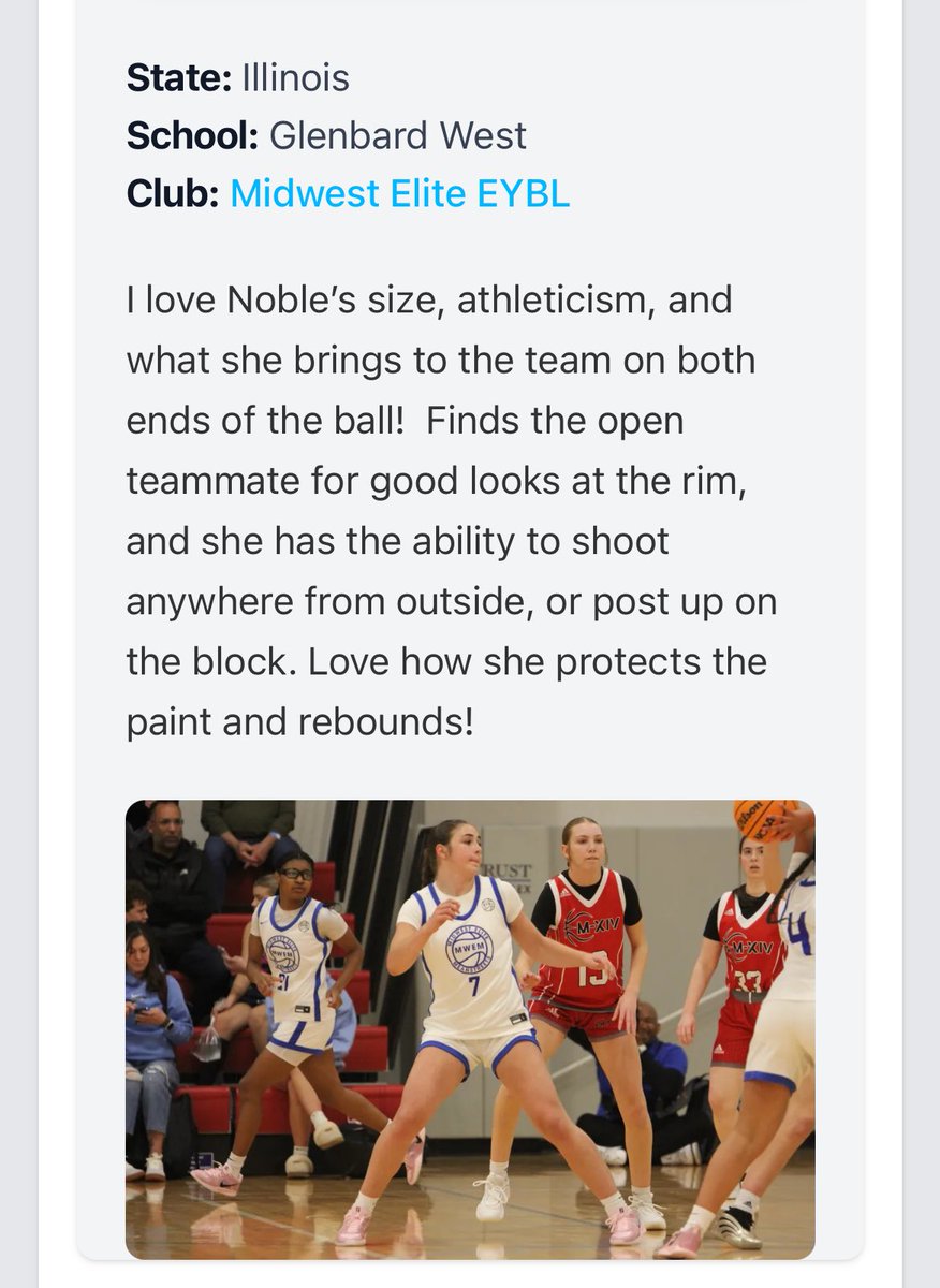 Ellie Noble (@ellison_noble) on Twitter photo Thank you so much for the write up! <a href="/angie_saiter/">Angie Saiter</a> <a href="/PGHIllinois/">Prep Girls Hoops Illinois</a> <a href="/mwehoops_eybl/">Midwest Elite Meanstreets EYBL</a> Thank you so much for the write up! <a href="/angie_saiter/">Angie Saiter</a> <a href="/PGHIllinois/">Prep Girls Hoops Illinois</a> <a href="/mwehoops_eybl/">Midwest Elite Meanstreets EYBL</a>