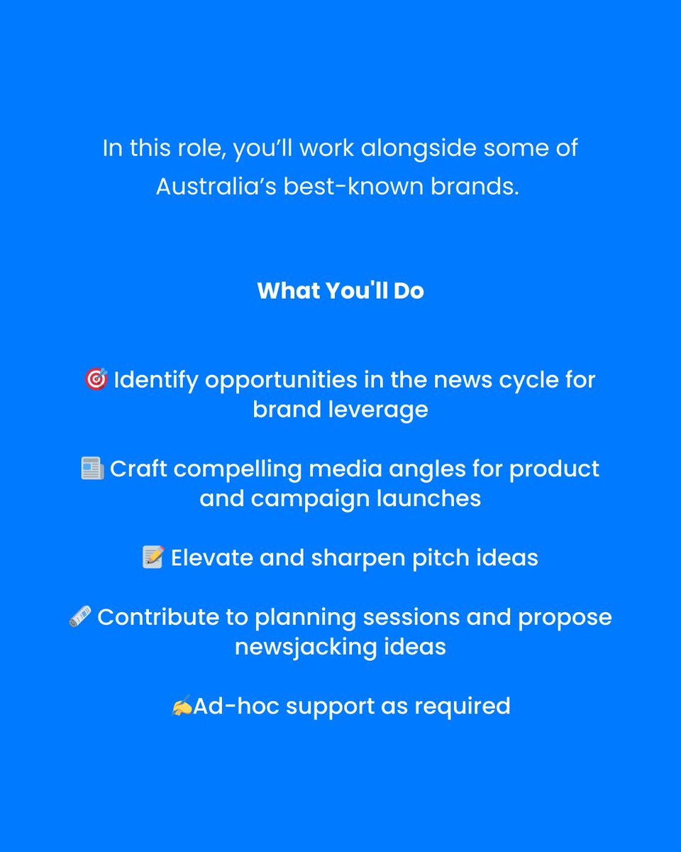 WrightsPR's tweet photo. Calling all media pros! 

We're on the hunt for a Media Advisor to join our team on a part-time basis. If you've got newsroom experience and a love for storytelling — we want to hear from you. 

📩 Apply now by sending your CV to Reena Llanillo on rllanillo@wrights.com.au https://t.co/BH48tywMmX