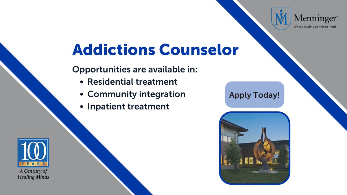 Calling all #addictions #professionals! We’re recruiting for addictions counselors to join the dynamic Addictions team working across our continuum of care. Learn more and apply here: bit.ly/MenningerJobs. #jobs #Houston #LCDC