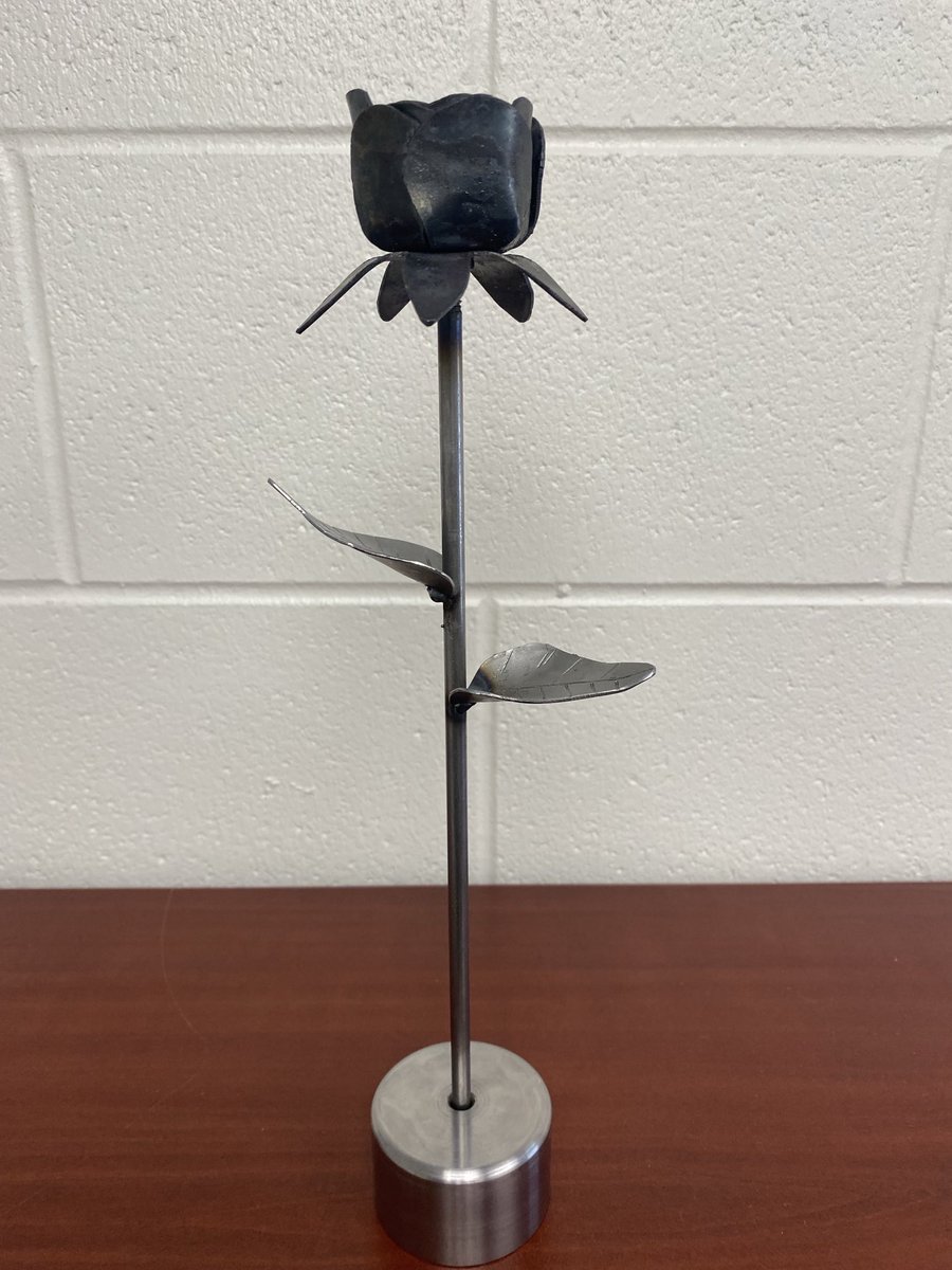 Very proud of Wolverine Silas for creating this beautiful rose out of metal in our Manufacturing shop with Mr. Rauser!
